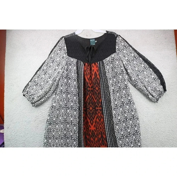 Gabby Skye Geometric Black & Red Dress-Lined-Size 14 - Picture 1 of 11